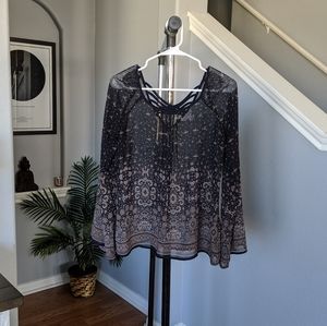 Charming Charlie Paisley Bell Sleeve Blouse